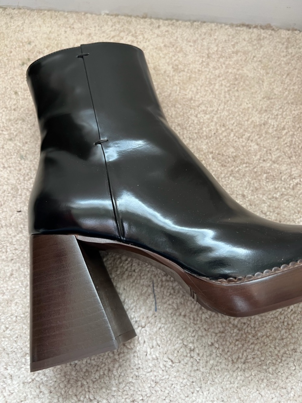 Sezane Kaia Patent Leather Platform Ankle Boots - Black - Picture 2 of 8